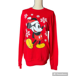 Disney Sweatshirt in Red with Mickey Mouse Christmas Theme Size Small